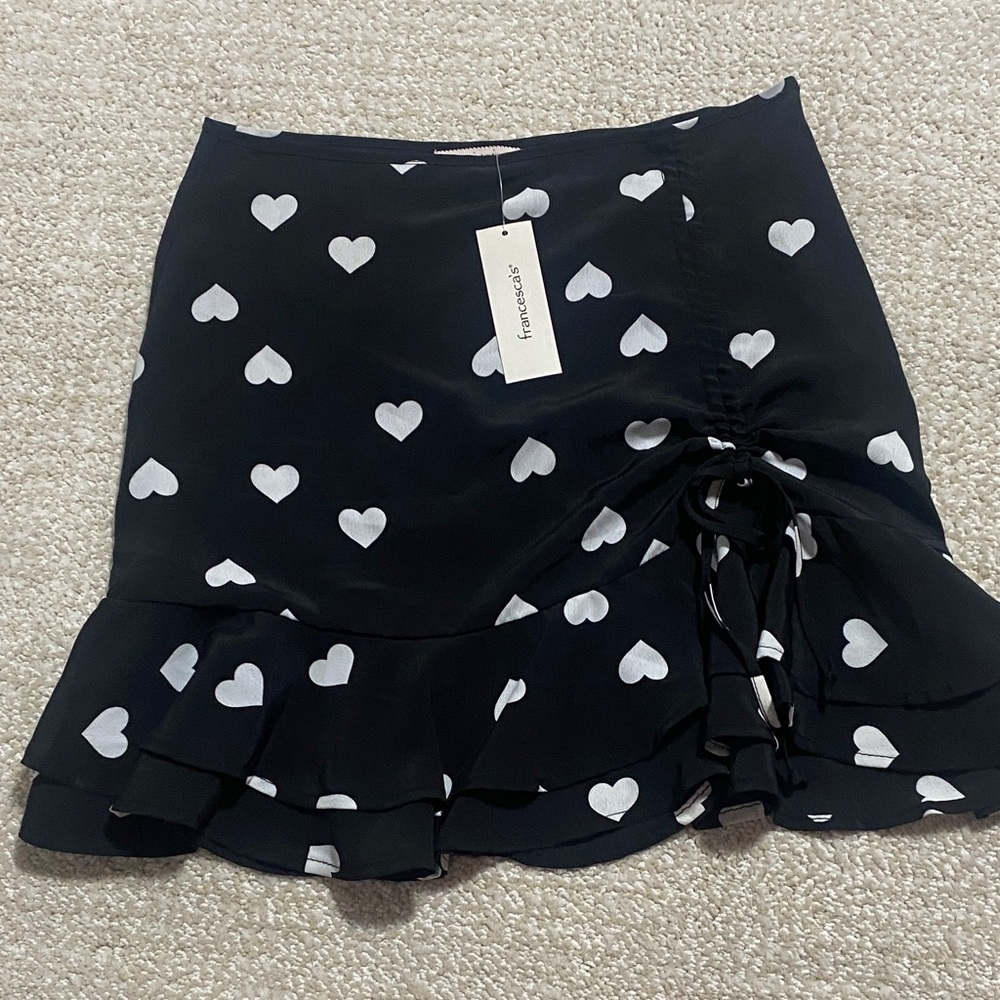 Miami Black and White Heart Mini Skirt - Picture 2 of 15